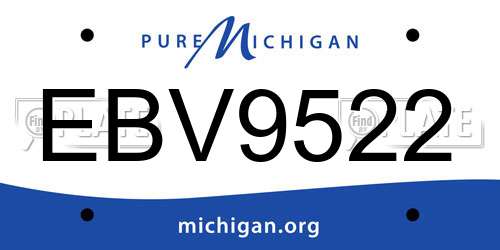 EBV9522 Michigan License Plate