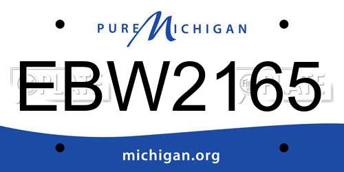 EBW2165 Michigan License Plate