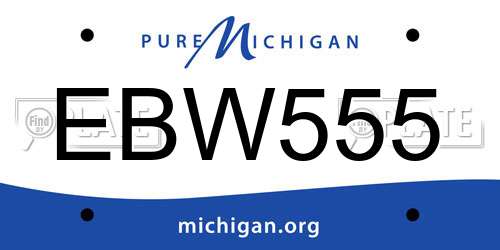 EBW555 Michigan License Plate