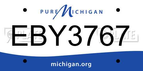 EBY3767 Michigan License Plate
