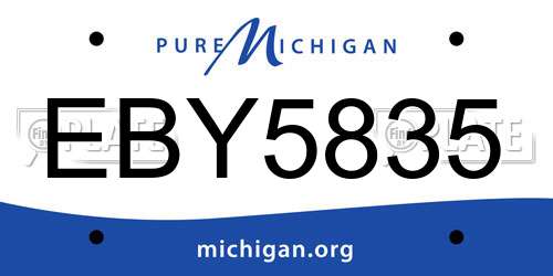 EBY5835 Michigan License Plate