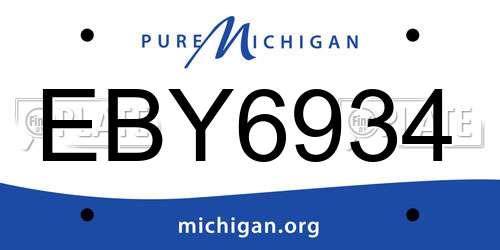EBY6934 Michigan License Plate