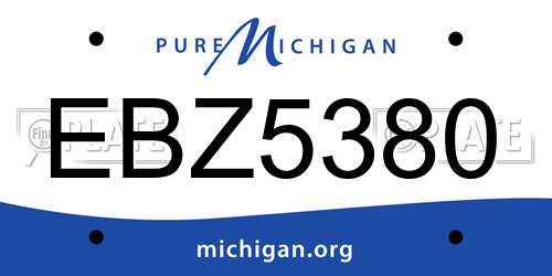 EBZ5380 Michigan License Plate