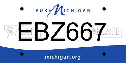 EBZ667 Michigan License Plate