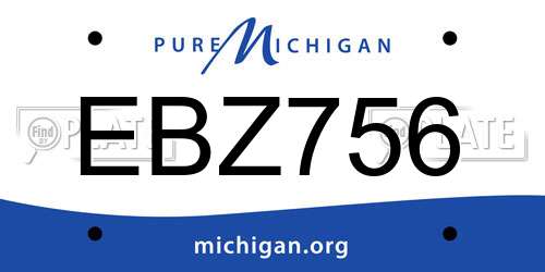 EBZ756 Michigan License Plate