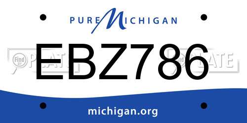 EBZ786 Michigan License Plate