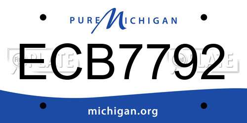 ECB7792 Michigan License Plate