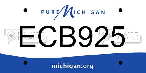 ECB925 Michigan License Plate
