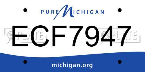 ECF7947 Michigan License Plate