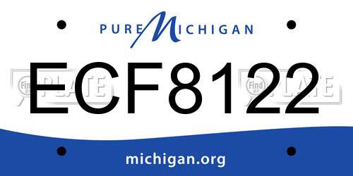 ECF8122 Michigan License Plate