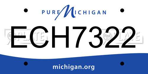 ECH7322 Michigan License Plate
