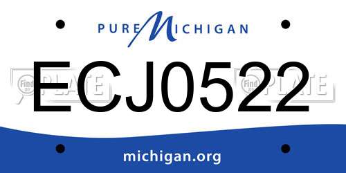 ECJ0522 Michigan License Plate