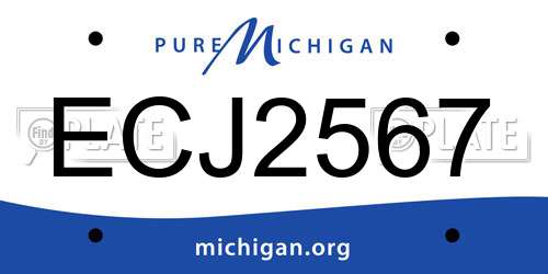 ECJ2567 Michigan License Plate