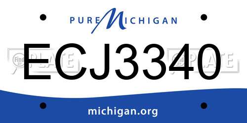 ECJ3340 Michigan License Plate