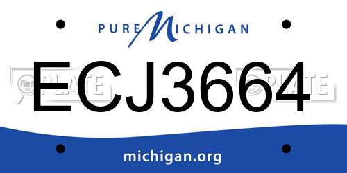 ECJ3664 Michigan License Plate