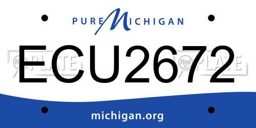 ECU2672 Michigan License Plate