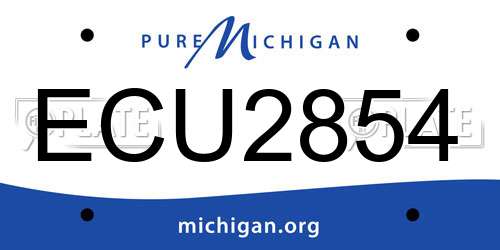 ECU2854 Michigan License Plate