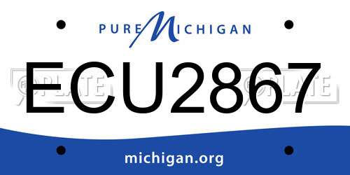 ECU2867 Michigan License Plate