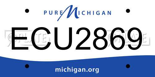 ECU2869 Michigan License Plate