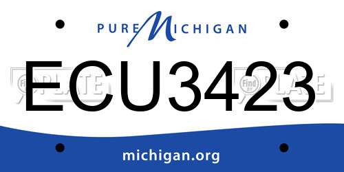 ECU3423 Michigan License Plate