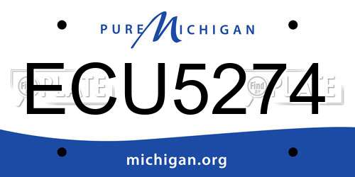 ECU5274 Michigan License Plate