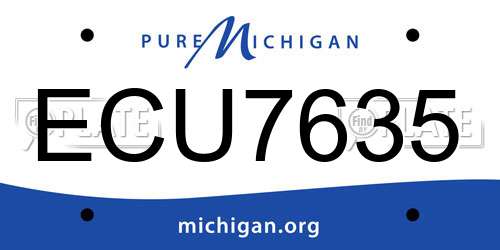 ECU7635 Michigan License Plate