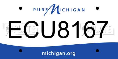 ECU8167 Michigan License Plate
