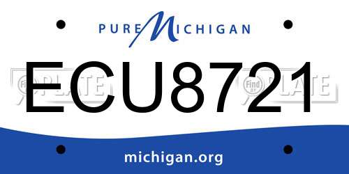 ECU8721 Michigan License Plate