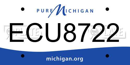 ECU8722 Michigan License Plate