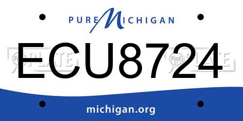 ECU8724 Michigan License Plate