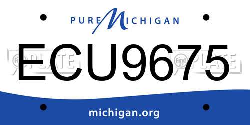 ECU9675 Michigan License Plate