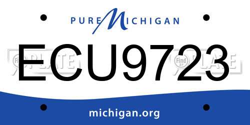 ECU9723 Michigan License Plate