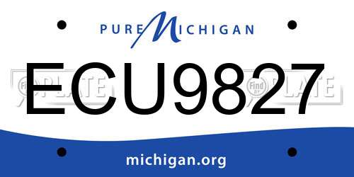ECU9827 Michigan License Plate