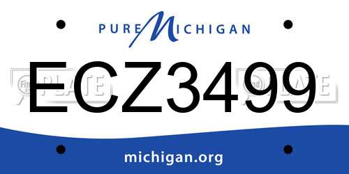 ECZ3499 Michigan License Plate
