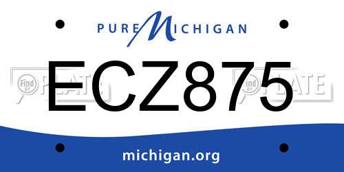 ECZ875 Michigan License Plate