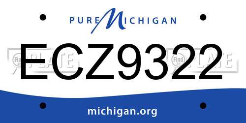 ECZ9322 Michigan License Plate