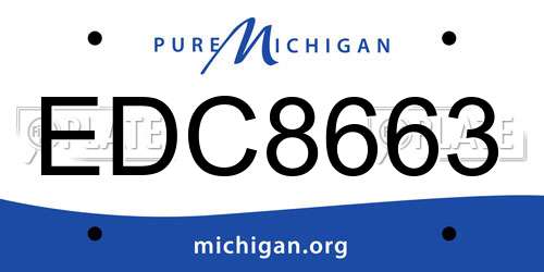 EDC8663 Michigan License Plate