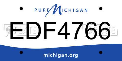 EDF4766 Michigan License Plate