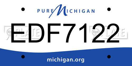 EDF7122 Michigan License Plate