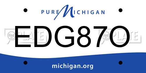 EDG87O Michigan License Plate