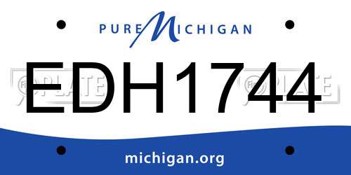 EDH1744 Michigan License Plate