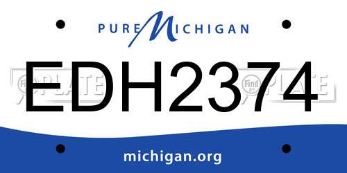 EDH2374 Michigan License Plate