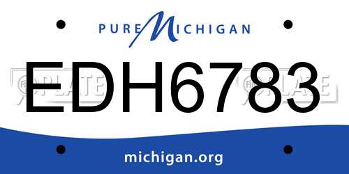 EDH6783 Michigan License Plate