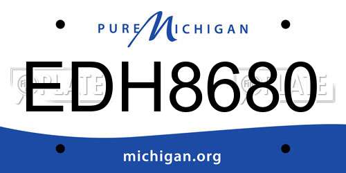 EDH8680 Michigan License Plate