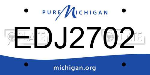 EDJ2702 Michigan License Plate