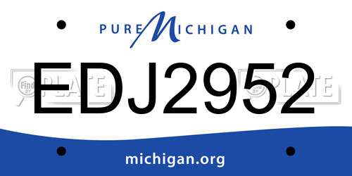 EDJ2952 Michigan License Plate