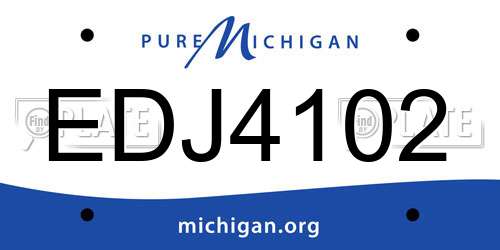 EDJ4102 Michigan License Plate