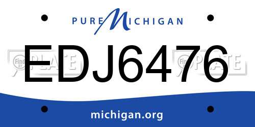 EDJ6476 Michigan License Plate