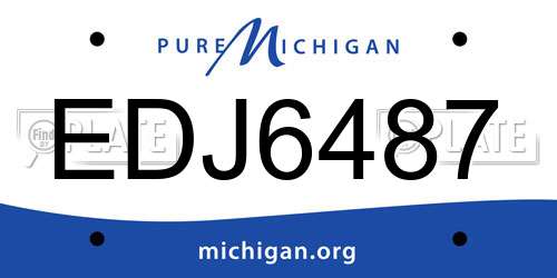 EDJ6487 Michigan License Plate