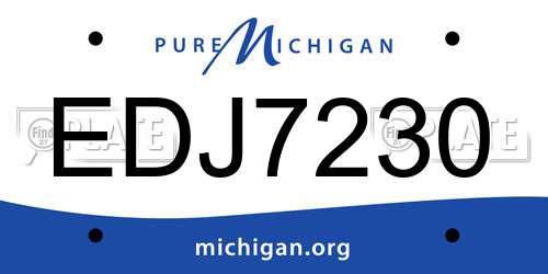 EDJ7230 Michigan License Plate